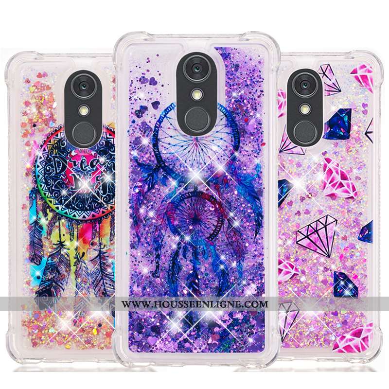 Housse Lg Q Stylus Fluide Doux Dessin Animé Violet Téléphone Portable Étui Quicksand Pu