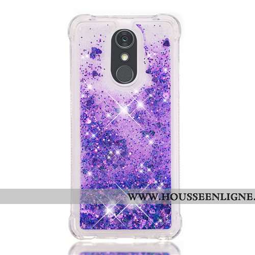 Housse Lg Q Stylus Fluide Doux Dessin Animé Violet Téléphone Portable Étui Quicksand Pu