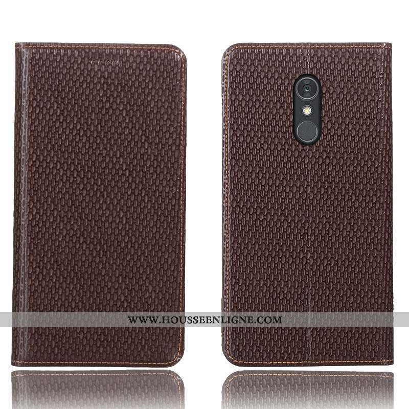 Housse Lg Q Stylus Modèle Fleurie Protection Coque Cuir Véritable Marron Téléphone Portable