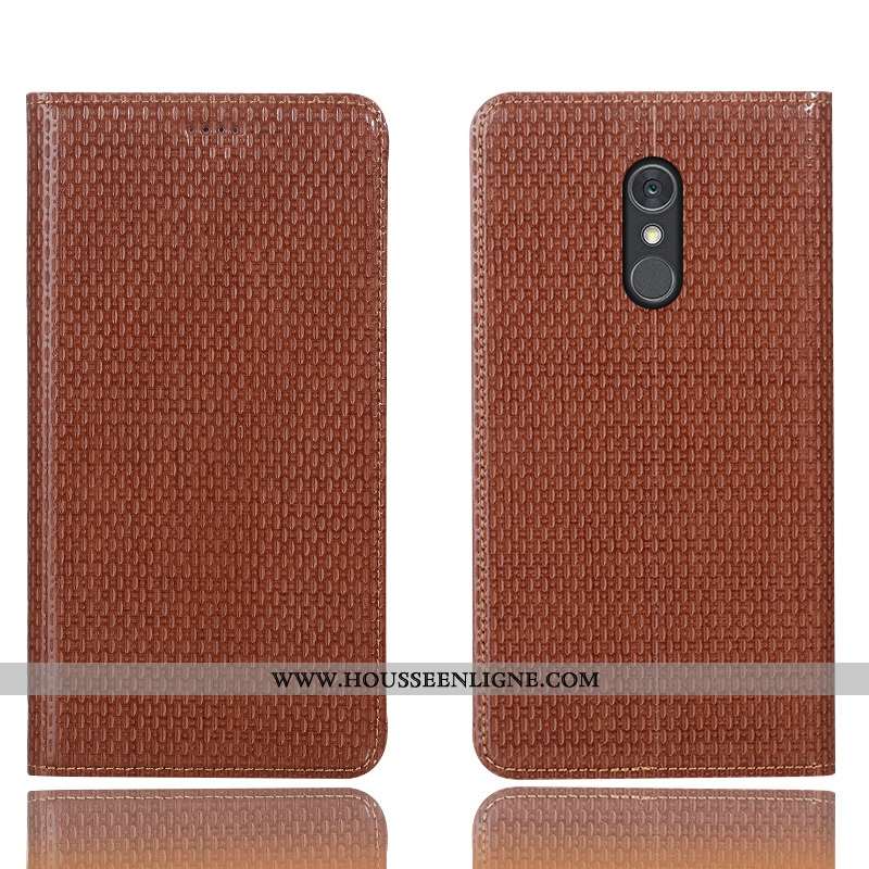 Housse Lg Q Stylus Modèle Fleurie Protection Coque Cuir Véritable Marron Téléphone Portable