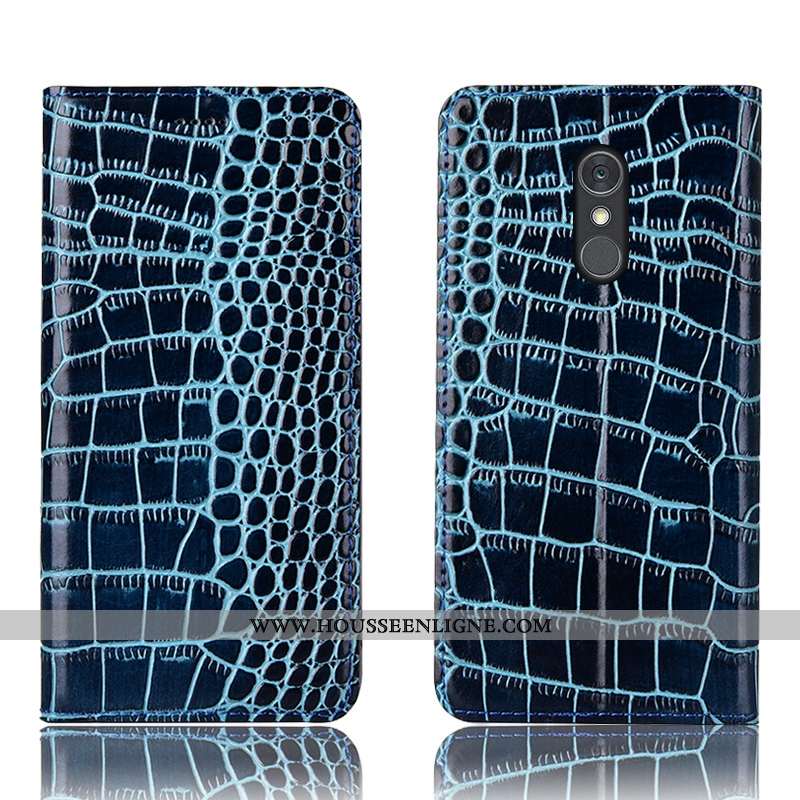 Housse Lg Q Stylus Protection Cuir Véritable Étui Bleu Incassable Téléphone Portable Coque