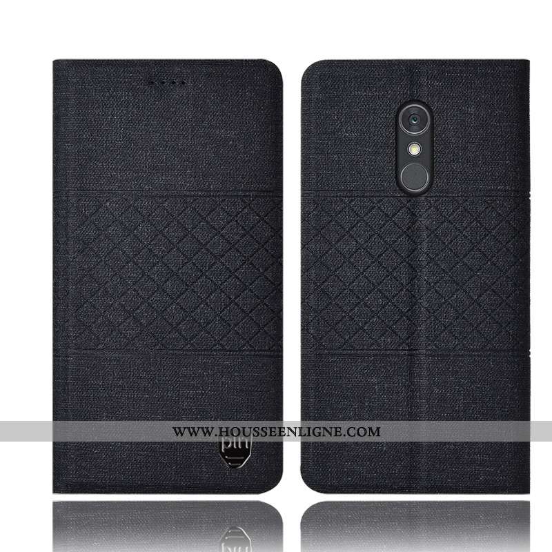 Housse Lg Q Stylus Protection Cuir Étui Coque Lin Incassable Noir