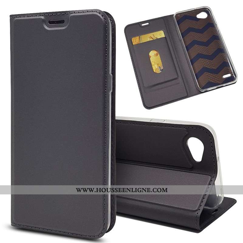 Housse Lg Q6 Cuir Protection Coque Ultra Incassable Noir Carte