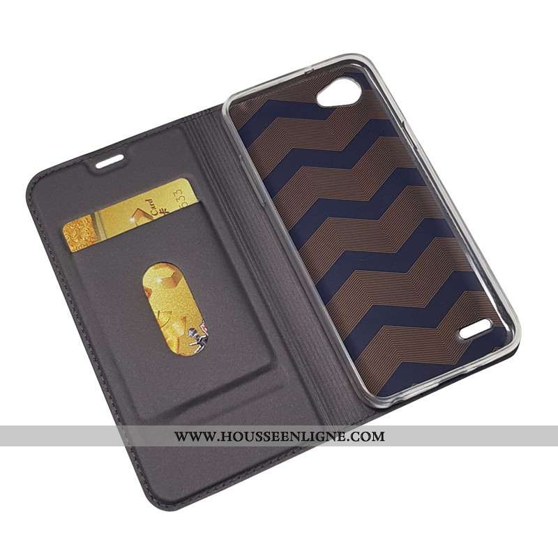 Housse Lg Q6 Cuir Protection Coque Ultra Incassable Noir Carte