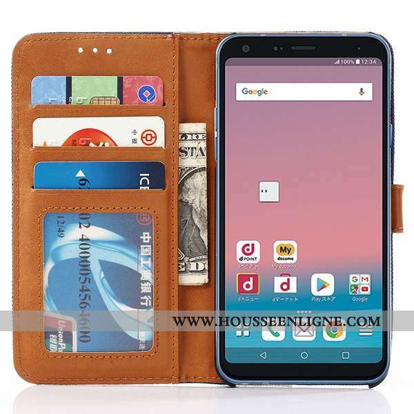 Housse Lg Q7 Cuir Protection Étui Bleu Téléphone Portable Coque Incassable