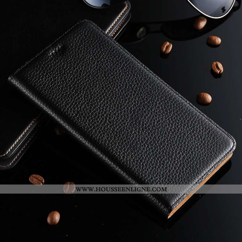 Housse Lg Q7 Cuir Véritable Cuir Étui Litchi Protection Nouveau Rétro Bleu
