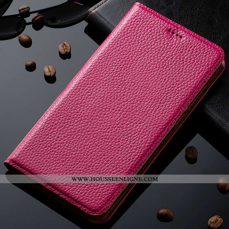 Housse Lg Q7 Cuir Véritable Cuir Étui Litchi Protection Nouveau Rétro Bleu