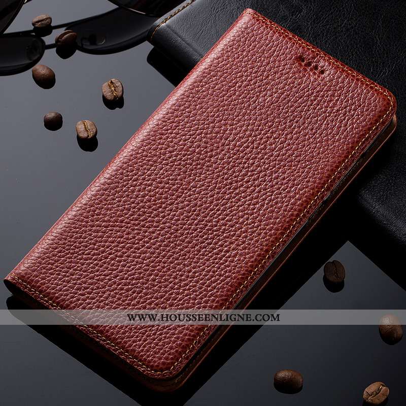 Housse Lg Q7 Cuir Véritable Cuir Étui Litchi Protection Nouveau Rétro Bleu