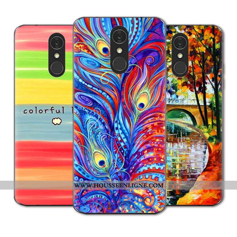 Housse Lg Q7 Fluide Doux Silicone Créatif Simple Téléphone Portable Coque Dessin Animé Bleu