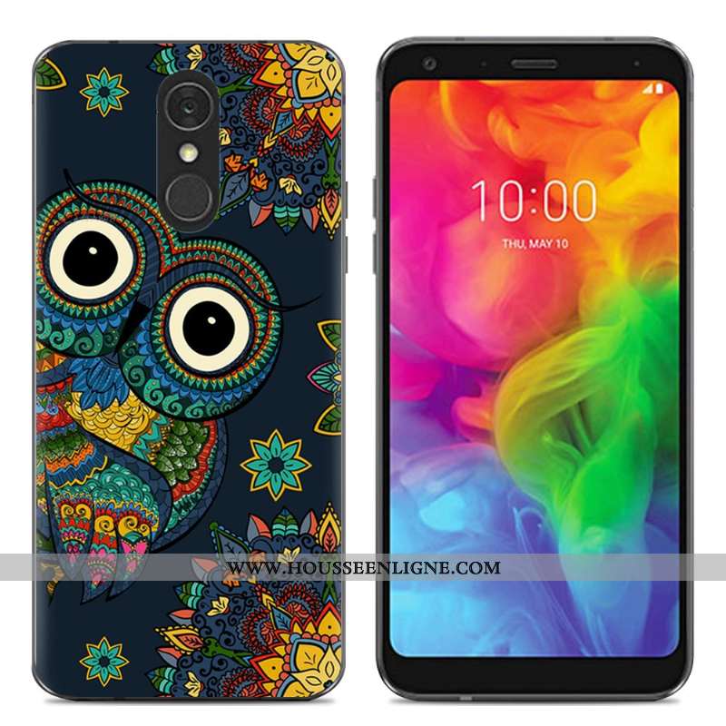 Housse Lg Q7 Fluide Doux Silicone Créatif Simple Téléphone Portable Coque Dessin Animé Bleu