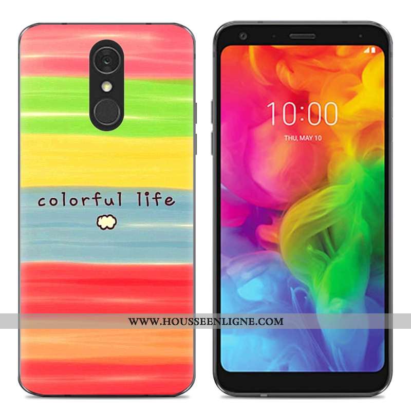 Housse Lg Q7 Fluide Doux Silicone Créatif Simple Téléphone Portable Coque Dessin Animé Bleu