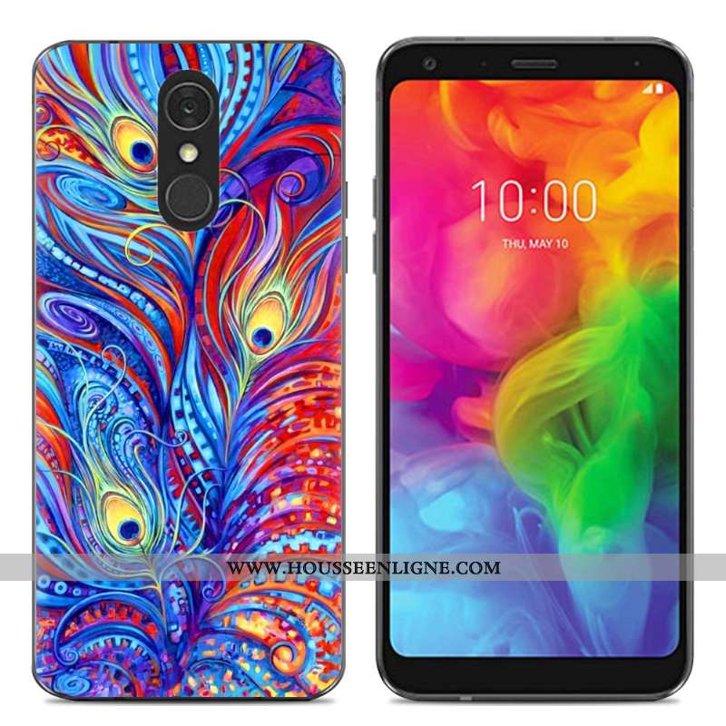 Housse Lg Q7 Fluide Doux Silicone Créatif Simple Téléphone Portable Coque Dessin Animé Bleu