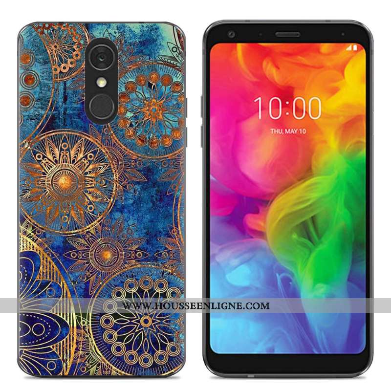 Housse Lg Q7 Fluide Doux Silicone Créatif Simple Téléphone Portable Coque Dessin Animé Bleu