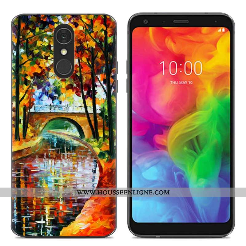 Housse Lg Q7 Fluide Doux Silicone Créatif Simple Téléphone Portable Coque Dessin Animé Bleu