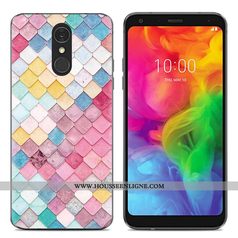 Housse Lg Q7 Fluide Doux Silicone Créatif Simple Téléphone Portable Coque Dessin Animé Bleu
