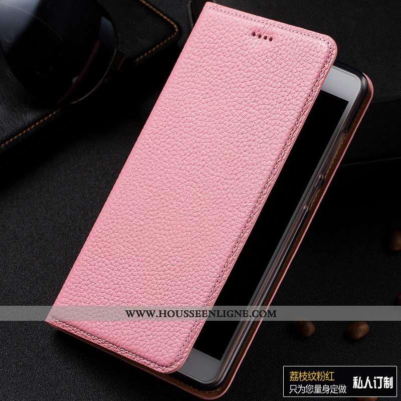 Housse Lg Q7 Protection Cuir Véritable Téléphone Portable Litchi Tout Compris Rouge Incassable Rose