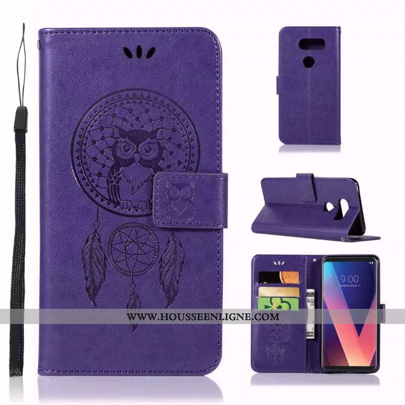 Housse Lg V30 Cuir Coque En Silicone Téléphone Portable Étui Carte Noir