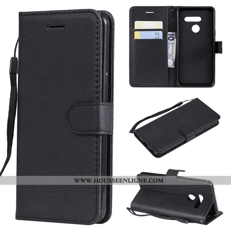 Housse Lg V30 Cuir Protection Coque Téléphone Portable Bleu Couleur Unie