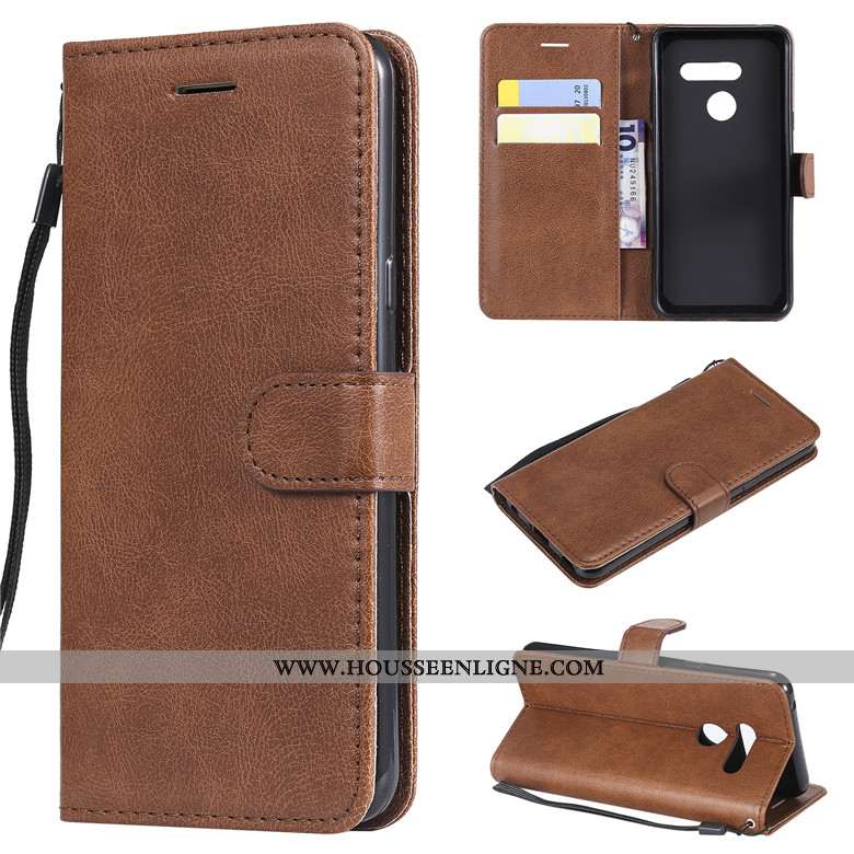 Housse Lg V30 Cuir Protection Coque Téléphone Portable Bleu Couleur Unie