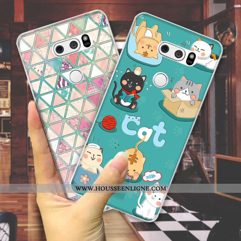 Housse Lg V30 Dessin Animé Charmant Mode Incassable Vert Silicone Animal Verte
