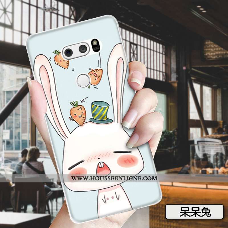 Housse Lg V30 Dessin Animé Charmant Mode Incassable Vert Silicone Animal Verte