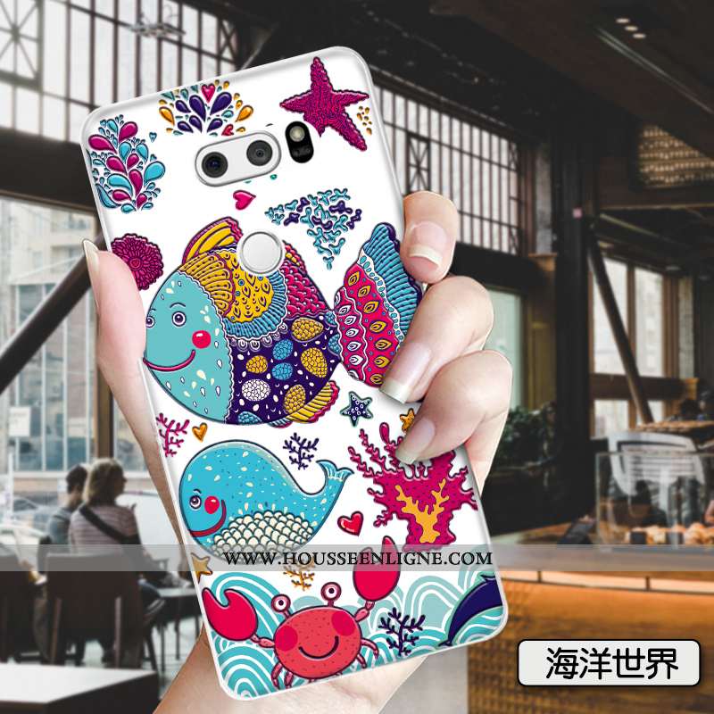 Housse Lg V30 Dessin Animé Charmant Mode Incassable Vert Silicone Animal Verte