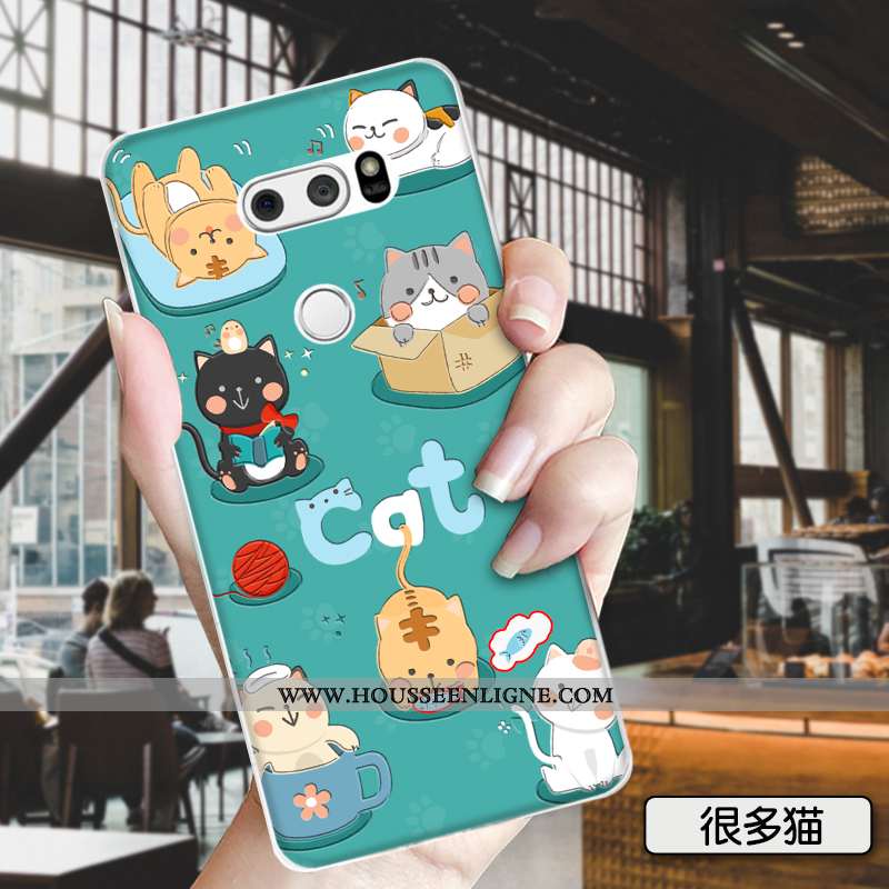 Housse Lg V30 Dessin Animé Charmant Mode Incassable Vert Silicone Animal Verte