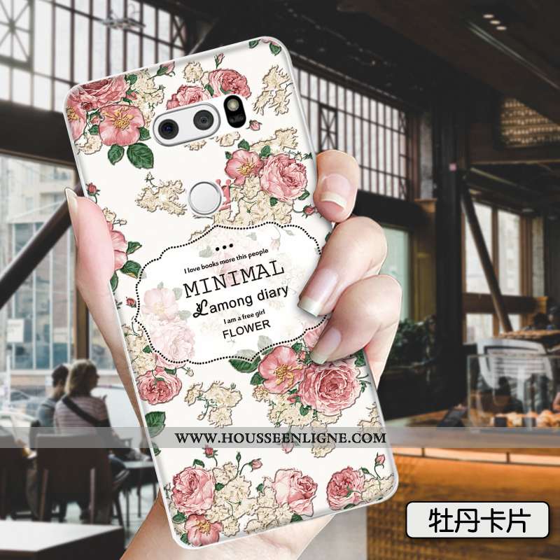 Housse Lg V30 Dessin Animé Charmant Mode Incassable Vert Silicone Animal Verte
