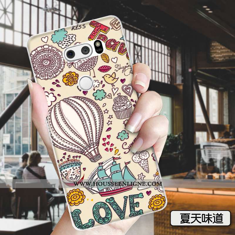 Housse Lg V30 Dessin Animé Charmant Mode Incassable Vert Silicone Animal Verte