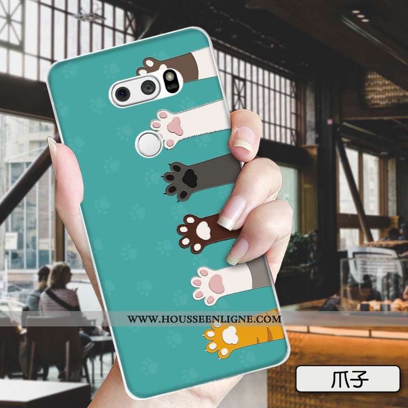 Housse Lg V30 Dessin Animé Charmant Mode Incassable Vert Silicone Animal Verte