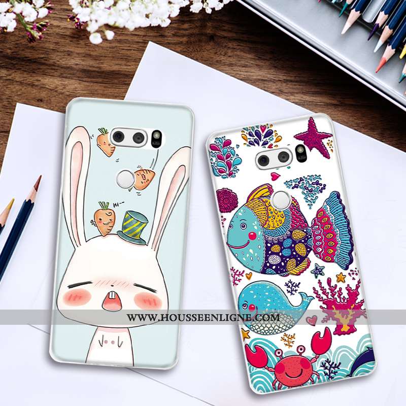Housse Lg V30 Dessin Animé Charmant Mode Incassable Vert Silicone Animal Verte