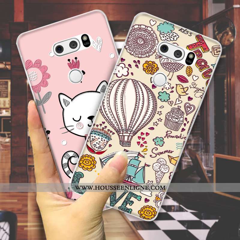 Housse Lg V30 Dessin Animé Charmant Mode Incassable Vert Silicone Animal Verte