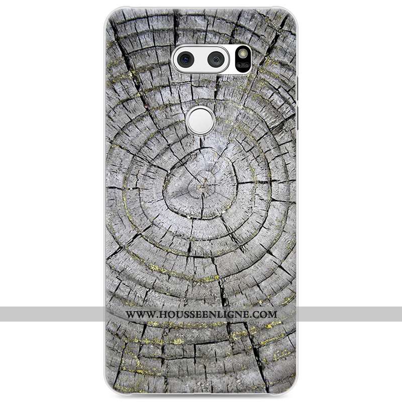 Housse Lg V30 Protection Personnalité Téléphone Portable Difficile En Bois Gris Peinture
