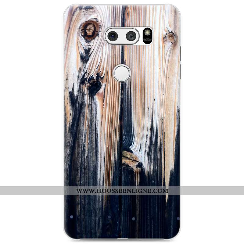 Housse Lg V30 Protection Personnalité Téléphone Portable Difficile En Bois Gris Peinture