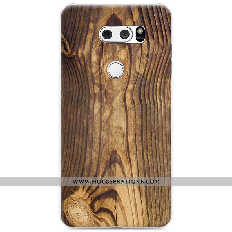 Housse Lg V30 Protection Personnalité Téléphone Portable Difficile En Bois Gris Peinture