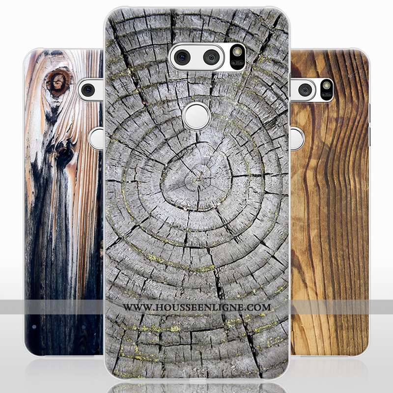 Housse Lg V30 Protection Personnalité Téléphone Portable Difficile En Bois Gris Peinture