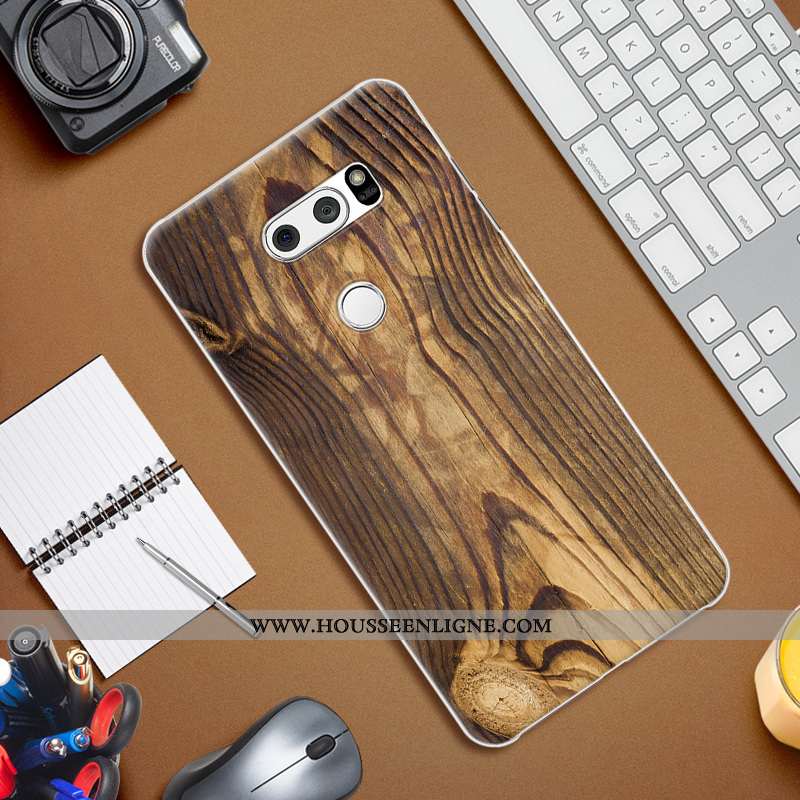 Housse Lg V30 Protection Personnalité Téléphone Portable Difficile En Bois Gris Peinture
