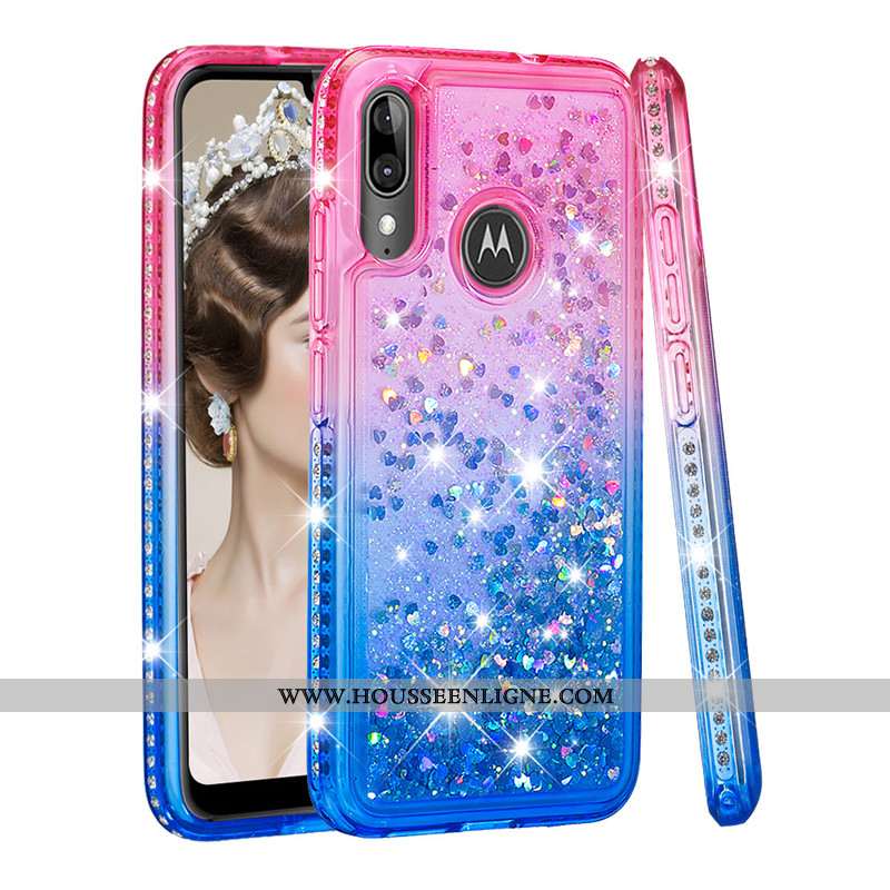 Housse Moto E6 Plus Créatif Fluide Doux Coque Incassable Bleu Téléphone Portable Étui