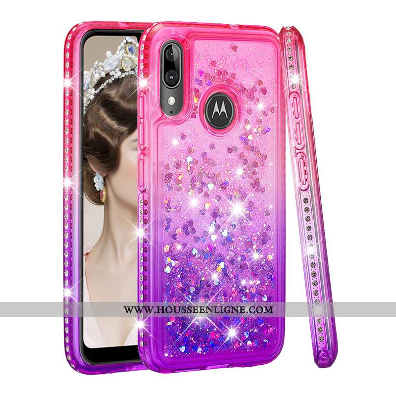 Housse Moto E6 Plus Créatif Fluide Doux Coque Incassable Bleu Téléphone Portable Étui