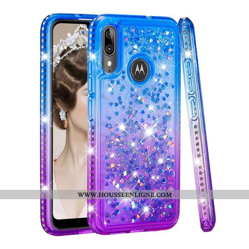 Housse Moto E6 Plus Créatif Fluide Doux Coque Incassable Bleu Téléphone Portable Étui