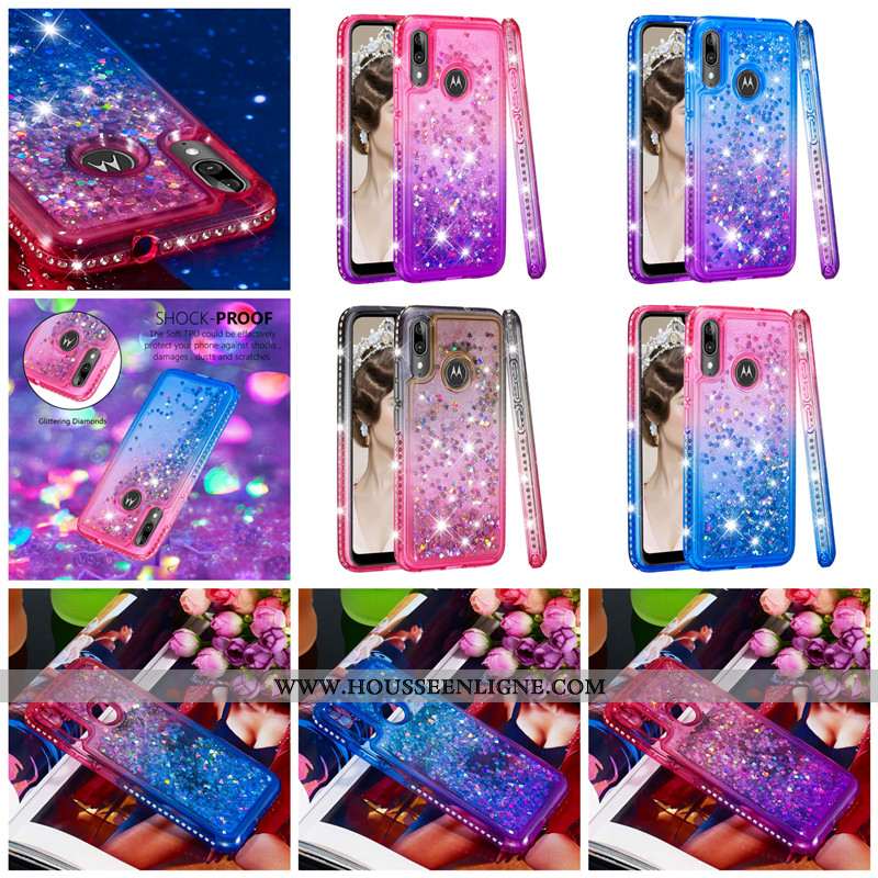Housse Moto E6 Plus Créatif Fluide Doux Coque Incassable Bleu Téléphone Portable Étui