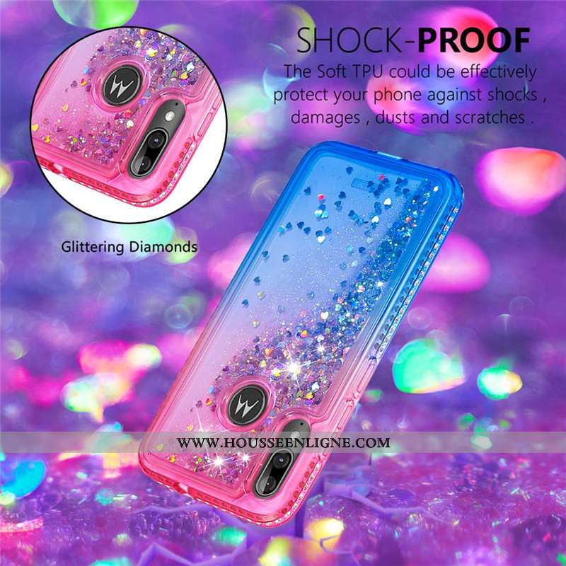 Housse Moto E6 Plus Créatif Fluide Doux Coque Incassable Bleu Téléphone Portable Étui