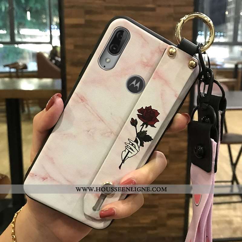 Housse Moto E6 Plus Créatif Fluide Doux Téléphone Portable Support Petit Coque Protection Bleu Foncé