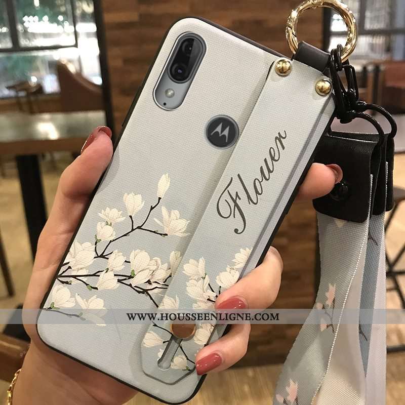 Housse Moto E6 Plus Créatif Fluide Doux Téléphone Portable Support Petit Coque Protection Bleu Foncé