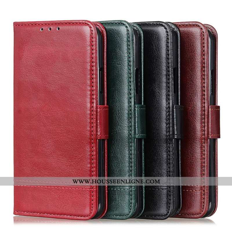 Housse Moto E6 Plus Modèle Fleurie Protection Cuir Rouge Simple Étui Coque