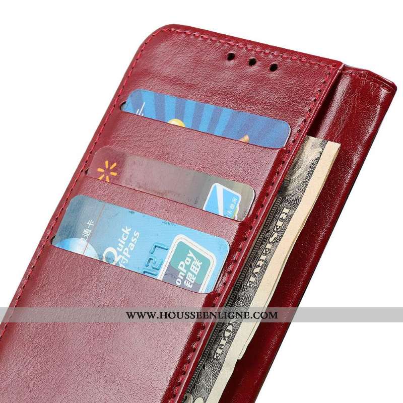 Housse Moto E6 Plus Modèle Fleurie Protection Cuir Rouge Simple Étui Coque