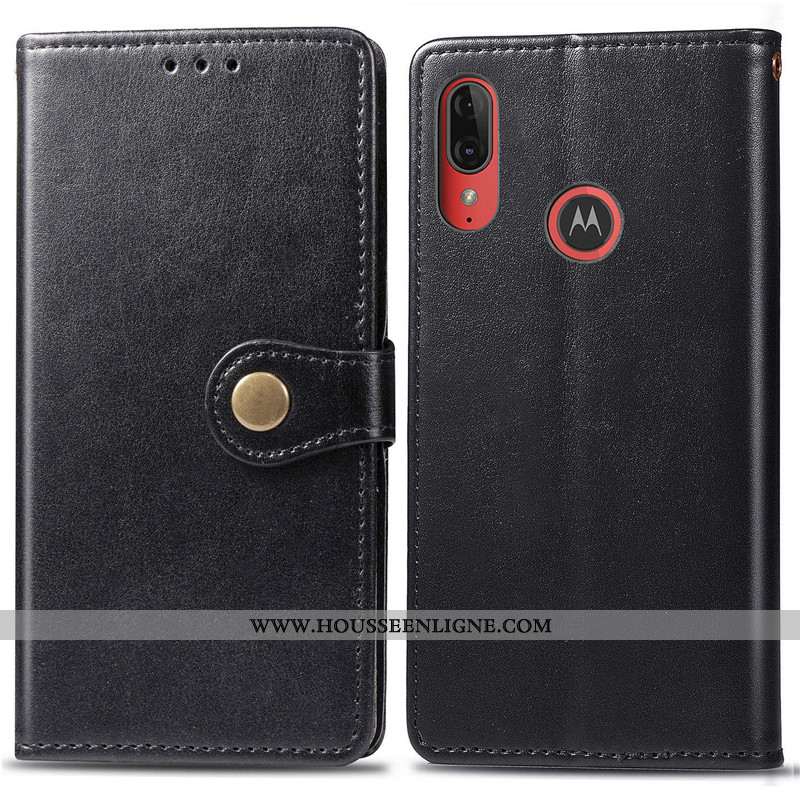 Housse Moto E6 Plus Ornements Suspendus Cuir Protection Couleur Unie Téléphone Portable Étui Coque R
