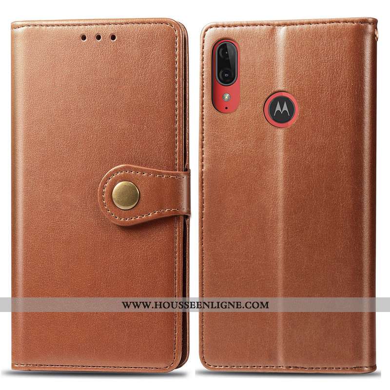 Housse Moto E6 Plus Ornements Suspendus Cuir Protection Couleur Unie Téléphone Portable Étui Coque R
