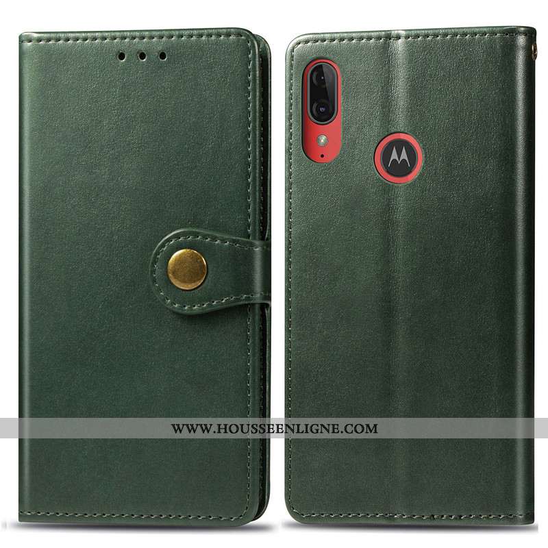 Housse Moto E6 Plus Ornements Suspendus Cuir Protection Couleur Unie Téléphone Portable Étui Coque R