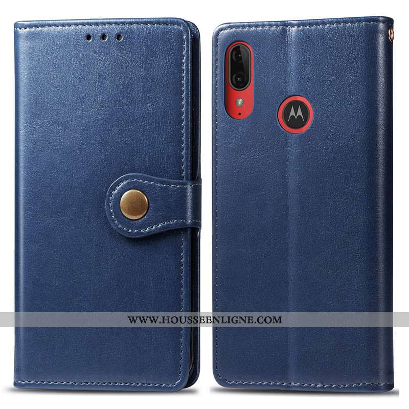 Housse Moto E6 Plus Ornements Suspendus Cuir Protection Couleur Unie Téléphone Portable Étui Coque R